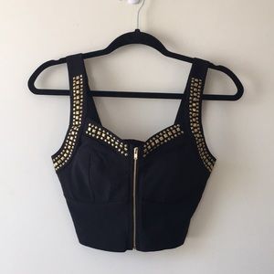 Forever 21 >> gold studded Crop Top NWOT